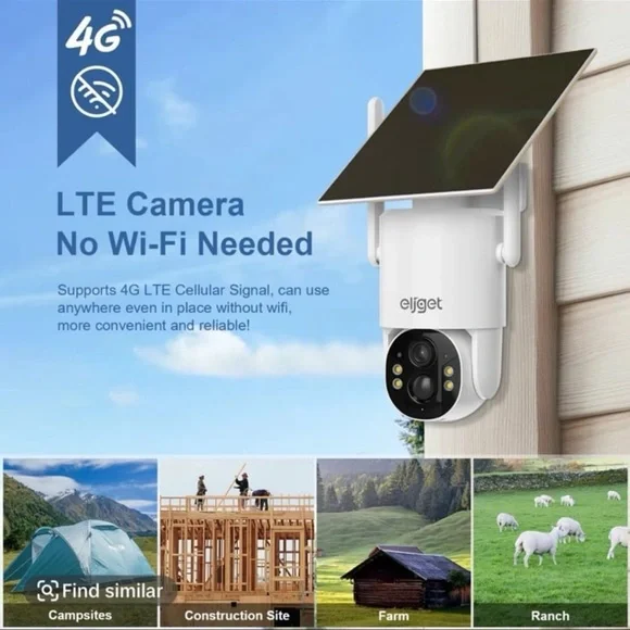 4G LTE Cellular Security Camera, No Wifi Security Camera, 2.5K Solar Camera Outd